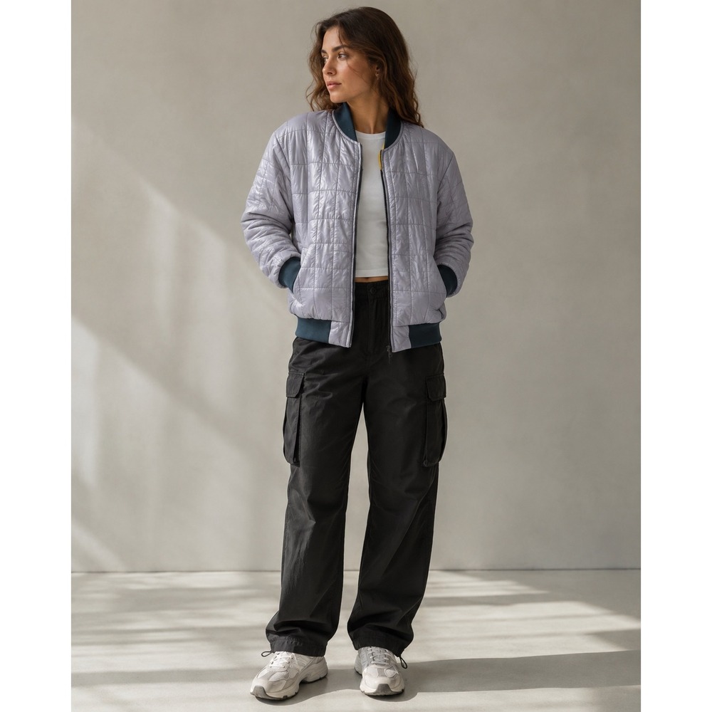 Cotopaxi Kusa Women's Reversible Insulated Bomber Jacket Lavender Teal Yellow